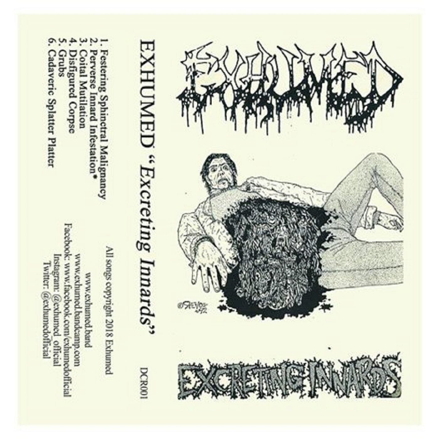 Exhumed - Excreting Innards (Cassette Reissue with Sticker) Exhumed demo tape cover art
