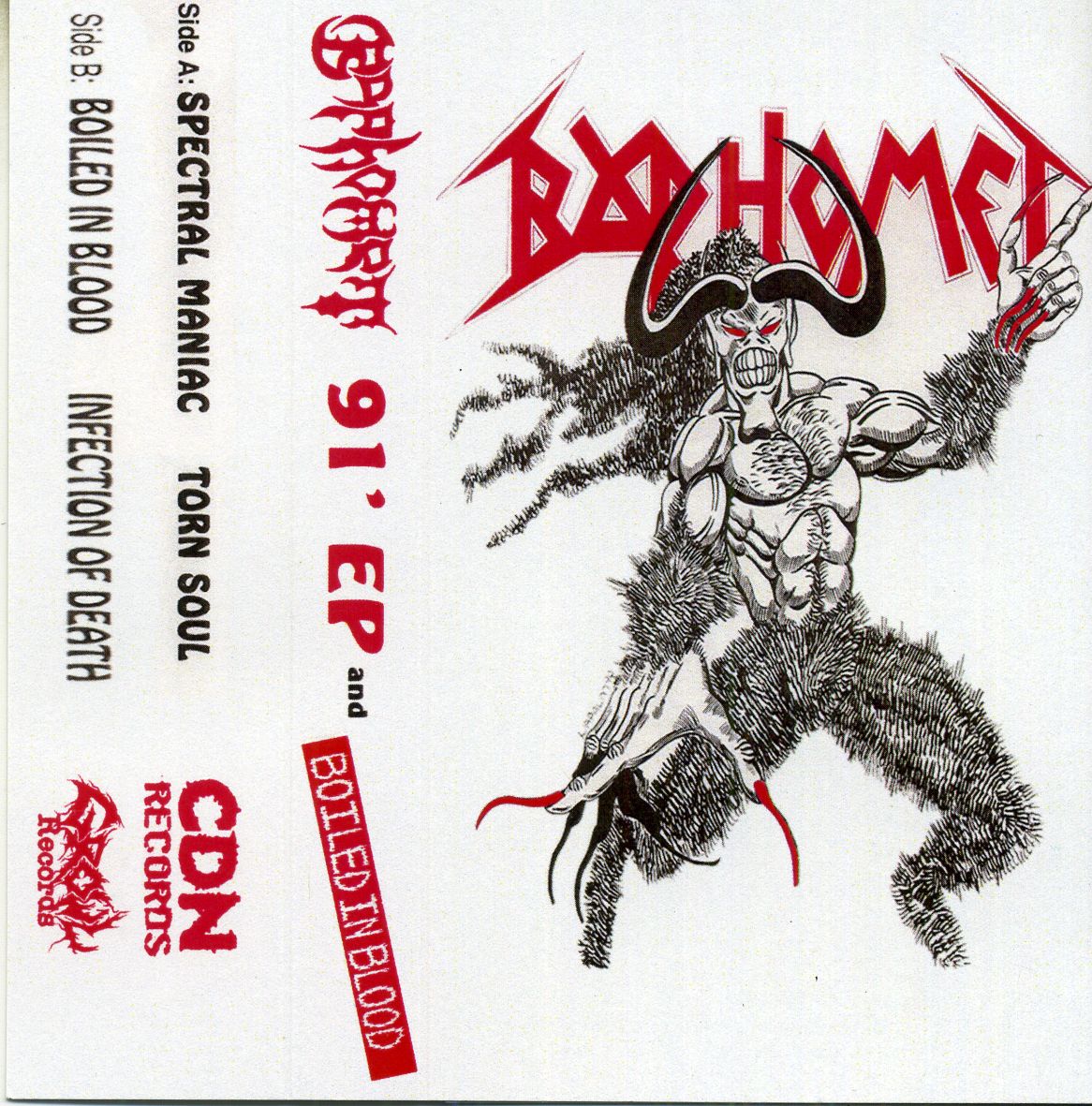 Baphomet - Boiled In Blood + 91 EP (Cassette) Cassette inlay for new Baphomet cassette