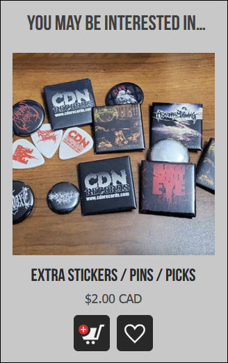 Screenshot of extras on the cart page