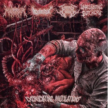 Cover for Excruciating Mutilations - 4 Way Split - Muramasa, Gorepot, Gangreoous Flesh Consumption, Unrelenting Butchery