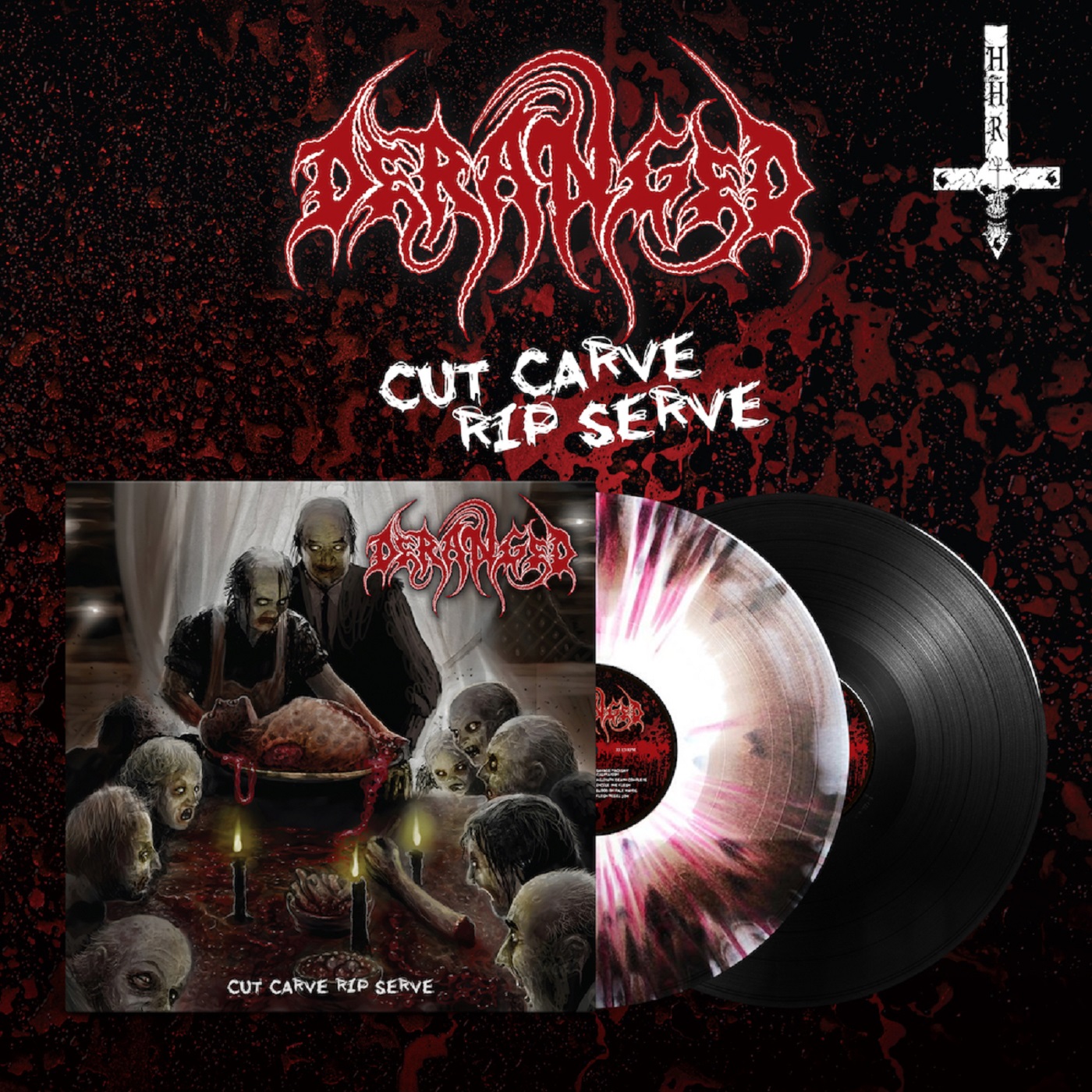 Deranged - Cut Carve Rip Serve (LP - White w/ Black Swirl & Red Splatter) Deranged - Cut Carve Rip Serve (LP - White w/ Black Swirl & Red Splatter)